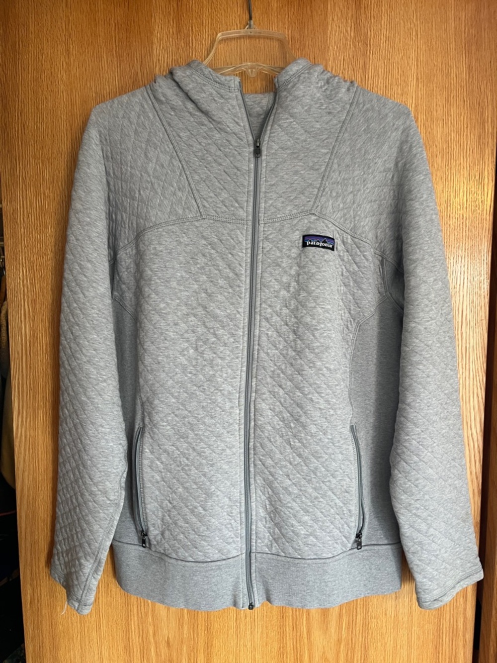 Patagonia Light Gray Quilted Full-Zip Hoodie